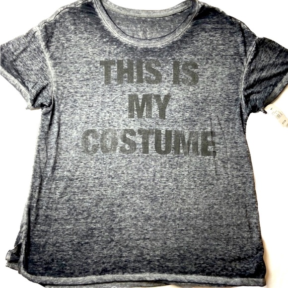 NWT costume graphic tee semi sheer charcoal Spooky Halloween graveyard tombstone - Picture 1 of 12